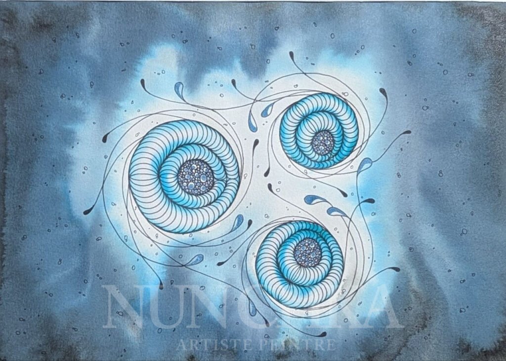 Abysses IV Triskell, encre de Chine et aquarelle sur papier 300 g, grain fin