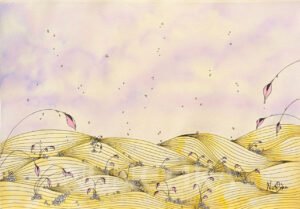 Après la pluie, technique mixte sur papier 300 g, grain fin
