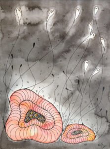 Caverne II, encre de Chine et aquarelle sur papier 300 g, grain fin