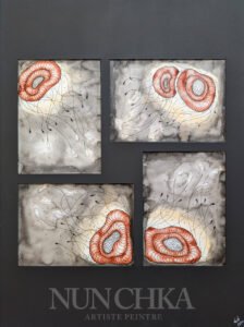 Caverne IV « Rencontre », encre de Chine et aquarelle sur papier 300 g, grain fin