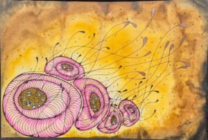 Caverne V, encre de Chine et aquarelle sur papier 300 g, grain fin