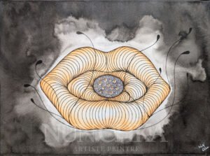 Le Baiser, encre de Chine et aquarelle sur papier 300 g, grain fin