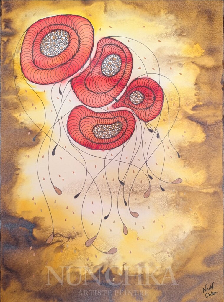 Cosmos II Automne, encre de Chine et aquarelle sur papier 300 g, grain fin