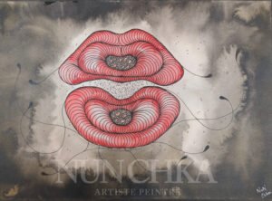 Baiser pétillant, encre de Chine et aquarelle sur papier 300 g, grain fin