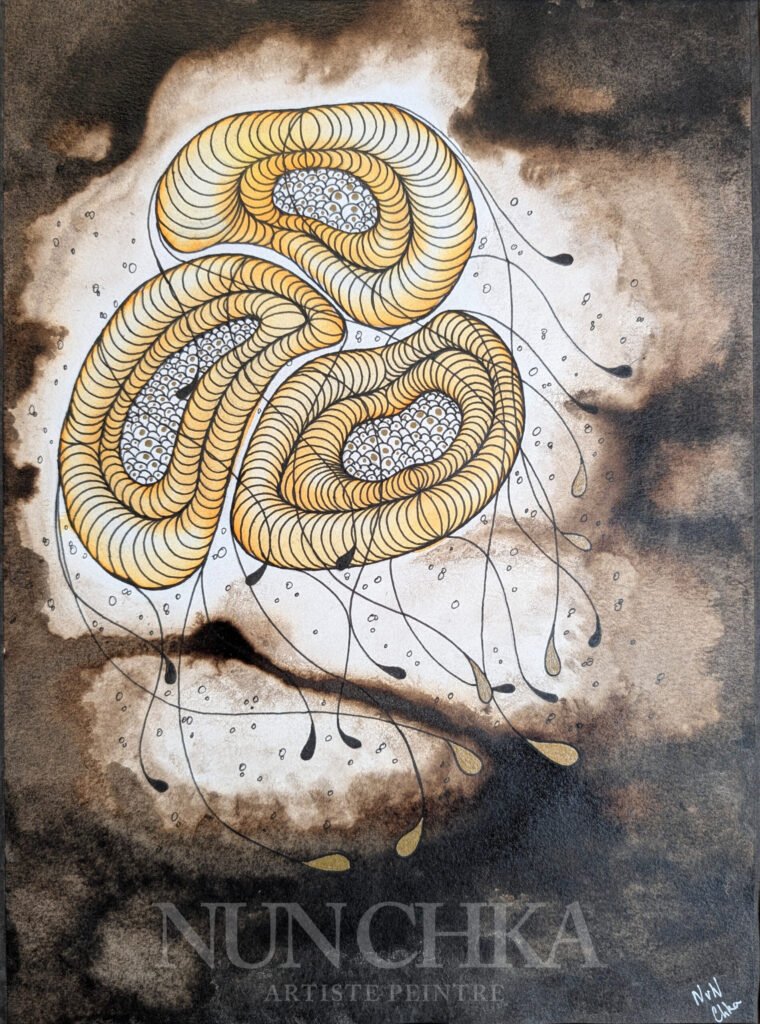 Caverne I, encre de Chine et aquarelle sur papier 300 g, grain fin