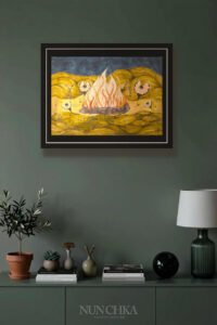 Yule posée sur un mur, à sa taille réelle